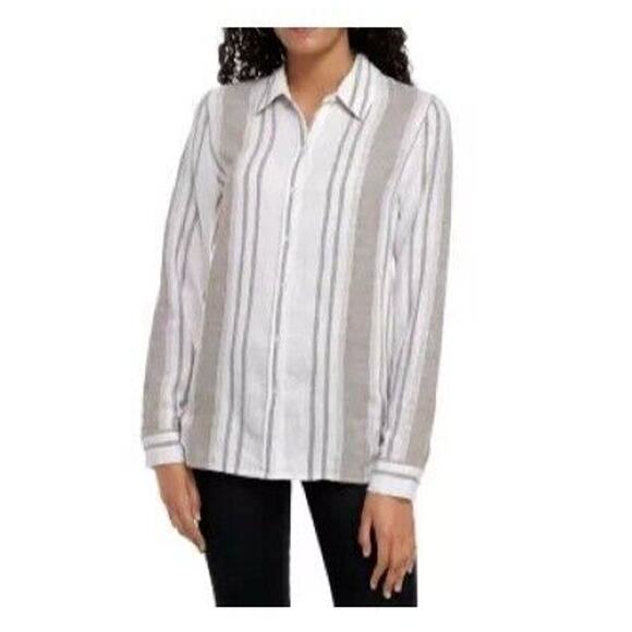 Calvin Klein Linen Blouse Long Sleeve Shirt - Picture 9 of 9